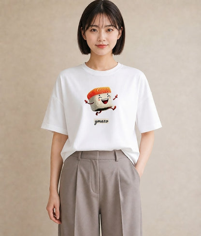 デザインTシャツ レディース お寿司 食べ物 フード イラスト フェミニン 親子 20代 白T YMAZO
