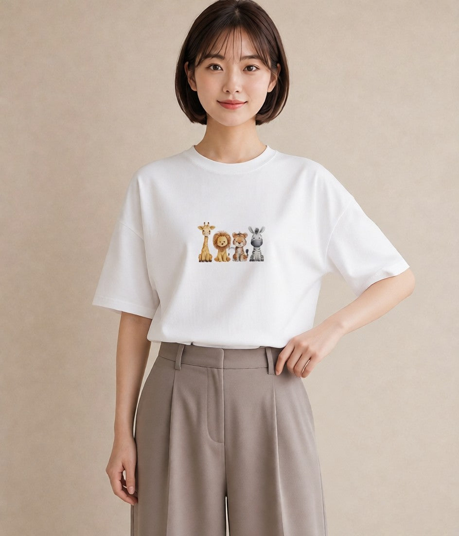 グラフィックTシャツ レディース しまうま 動物 アニマル イラスト ゆるかわ ミセス 春コーデ 白T YMAZO