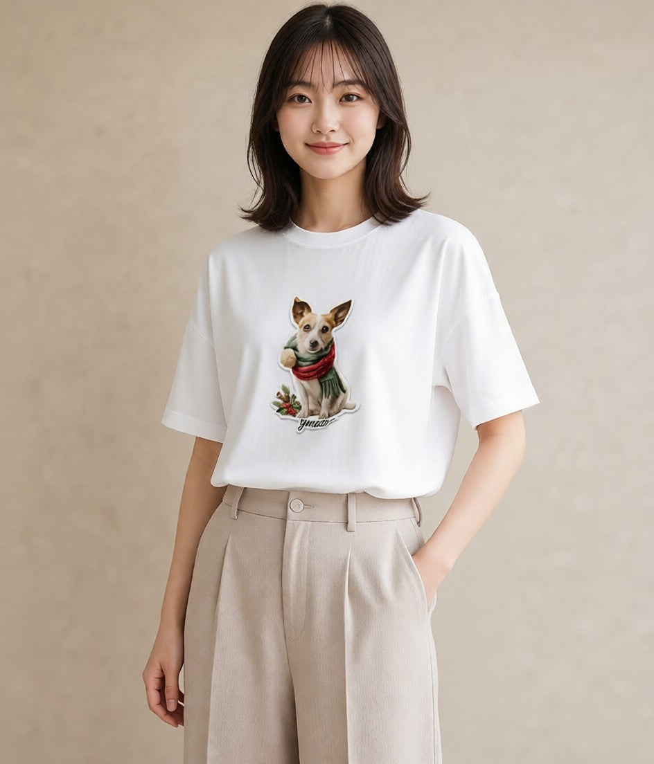 デザインTシャツ レディース ジャックラッセルテリア 犬 いぬ イラスト ラフ 夏コーデ 通学 白T YMAZO