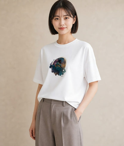 デザインTシャツ レディース 天秤座 星空 宇宙 イラスト ヴィンテージ風 20代 カジュアルコーデ 白T YMAZO