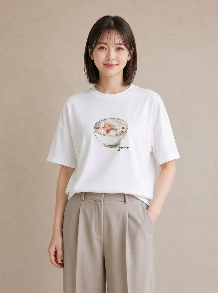 デザインTシャツ レディース クリームソーダ 食べ物 フード イラスト ナチュラル 女性 旅行用 白T YMAZO