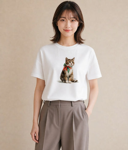 プリントTシャツ レディース エキゾチックショートヘア 猫 ねこ イラスト こなれ感 秋コーデ おしゃれギフト 白T YMAZO