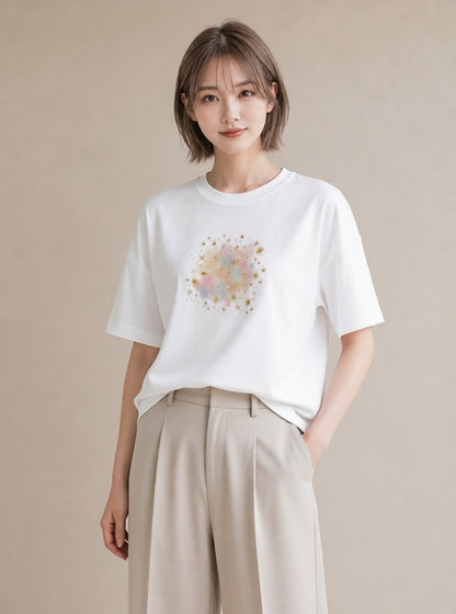 プリントTシャツ レディース 牡羊座 星空 宇宙 イラスト ニュアンス 母娘コーデ 自分用 白T YMAZO