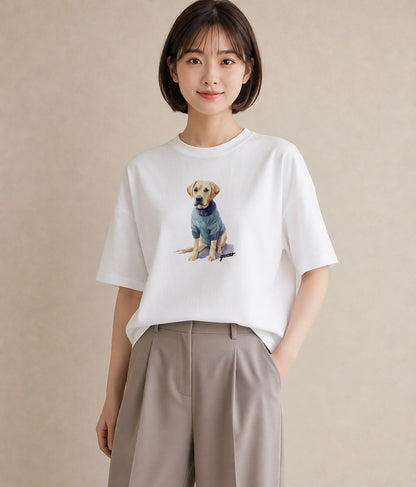 デザインTシャツ レディース 犬好き 犬 いぬ イラスト レトロ 親子 20代 白T YMAZO