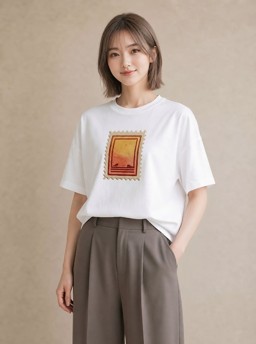グラフィックTシャツ レディース 封蝋 手紙 アンティーク ナチュラル イラスト 可愛い 通学 誕生日プレゼント 白T YMAZO