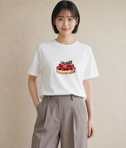 グラフィックTシャツ レディース あんみつ 食べ物 フード イラスト 北欧風 友達ギフト 部屋着 白T YMAZO