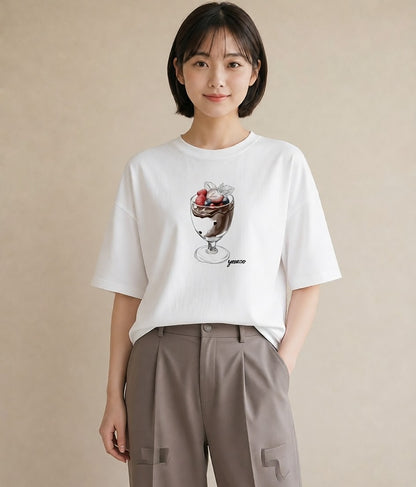 デザインTシャツ レディース あんみつ 食べ物 フード イラスト ニュアンス お出かけ 普段着 白T YMAZO