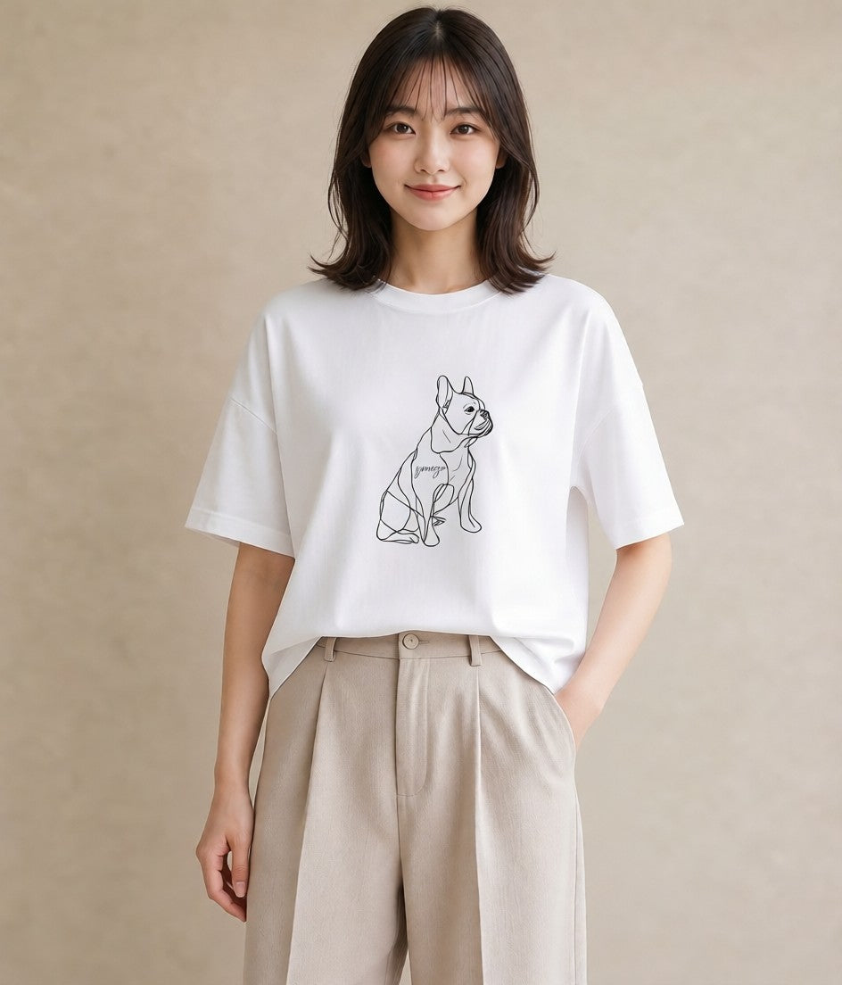 半袖Tシャツ レディース 犬 いぬ わんこ イラスト フェミニン 姉妹 送別ギフト 白T YMAZO