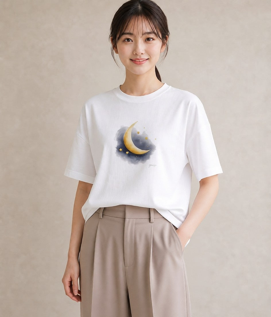 半袖Tシャツ レディース 天の川 星空 宇宙 イラスト ミセス 春コーデ 白T YMAZO