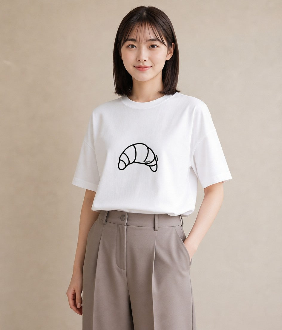 プリントTシャツ レディース パールピアス アクセサリー ナチュラル アンティーク イラスト アート風 ホワイトデー 春服 白T YMAZO