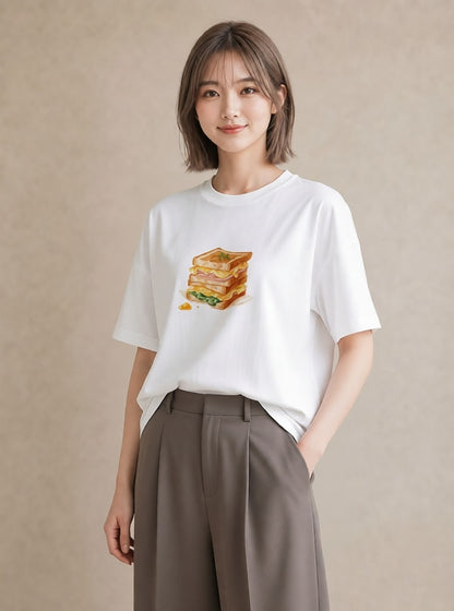 プリントTシャツ レディース たまご 食べ物 フード イラスト ユニーク 夏コーデ 通学 白T YMAZO