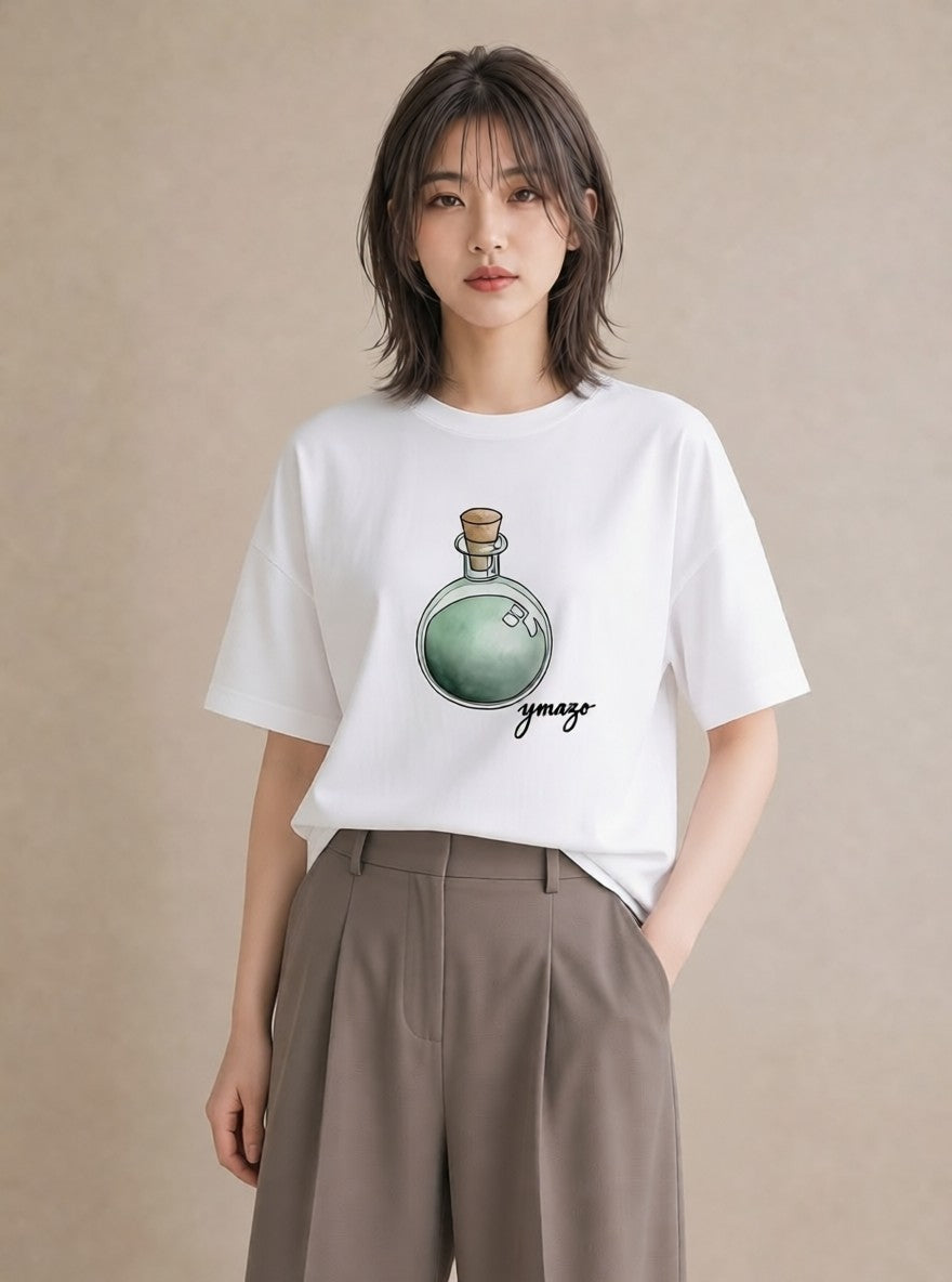プリントTシャツ レディース 風鈴 ガラス 夏 ナチュラル アンティーク イラスト きれいめ 親子 20代 白T YMAZO