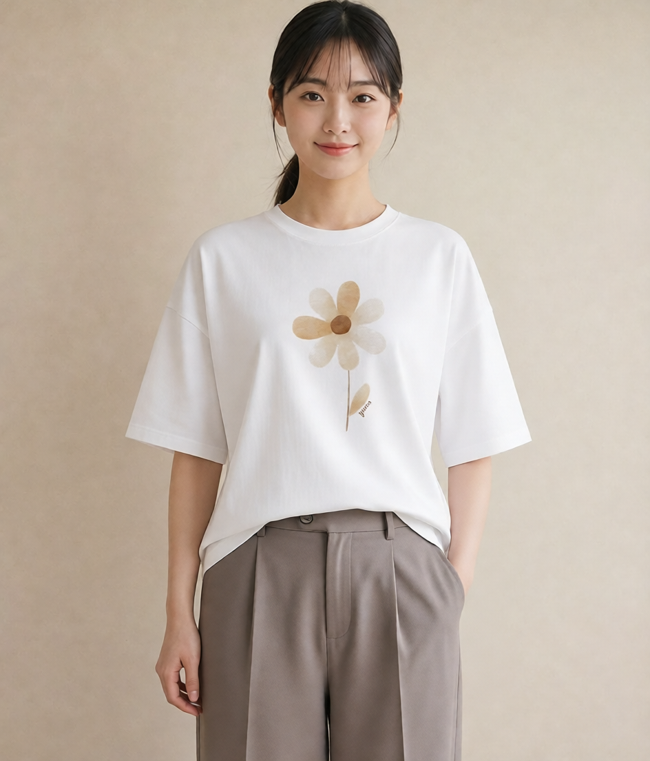 Tシャツ レディース たんぽぽ 花 花柄 イラスト ゆるかわ 通学 誕生日プレゼント 白T