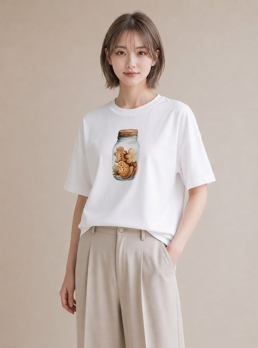 Tシャツ レディース ポップコーン 食べ物 フード イラスト 水彩風 レイヤード 友達ギフト 白T YMAZO