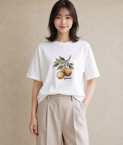 プリントTシャツ レディース アボカド 食べ物 フード イラスト ラフカジュアル 誕生日プレゼント 綿100 白T YMAZO