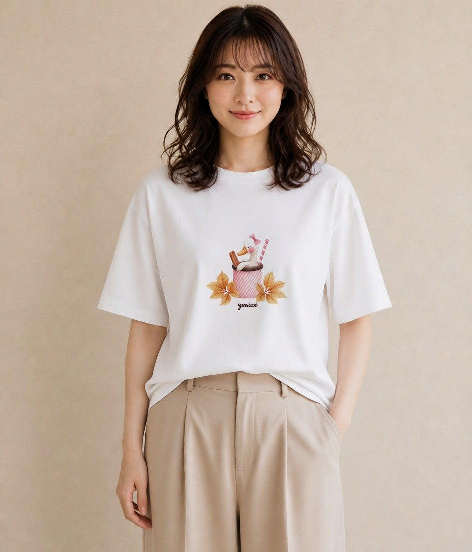 グラフィックTシャツ レディース ココア 食べ物 フード イラスト こなれ感 母娘コーデ 自分用 白T YMAZO