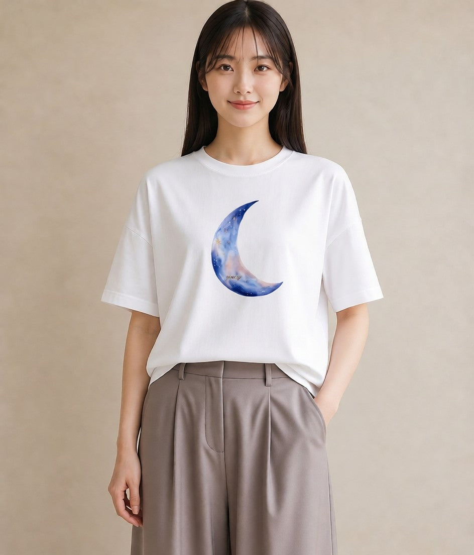 半袖Tシャツ レディース 山羊座 星空 宇宙 イラスト ナチュラル 20代 カジュアルコーデ 白T YMAZO