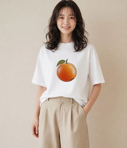 Tシャツ レディース みかん 食べ物 フード イラスト ニュアンス クリスマス 旅行 白T YMAZO