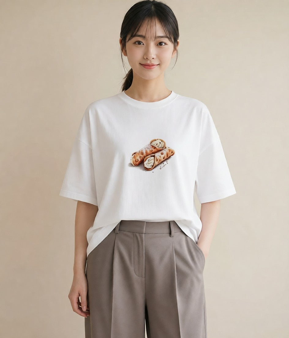 グラフィックTシャツ レディース どら焼き 食べ物 フード イラスト 北欧風 おしゃれギフト 社会人 白T YMAZO