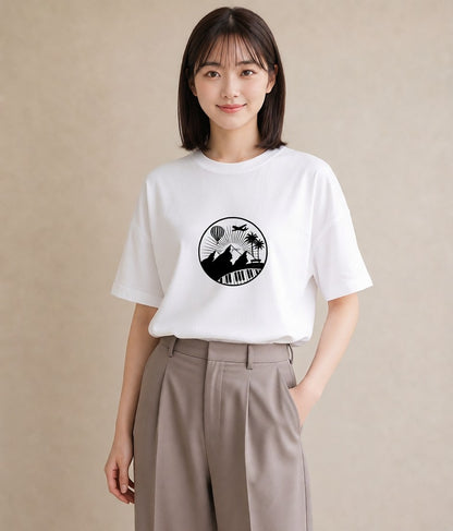 Tシャツ レディース 旅 トラベル スタンプ イラスト ラフ レイヤード 白T YMAZO