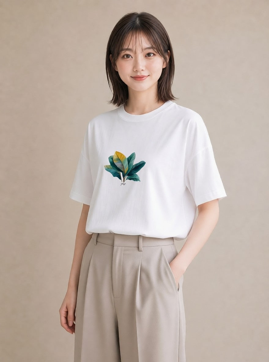 半袖Tシャツ レディース ボタニカル 植物 イラスト 可愛い お揃い 親子 白T YMAZO