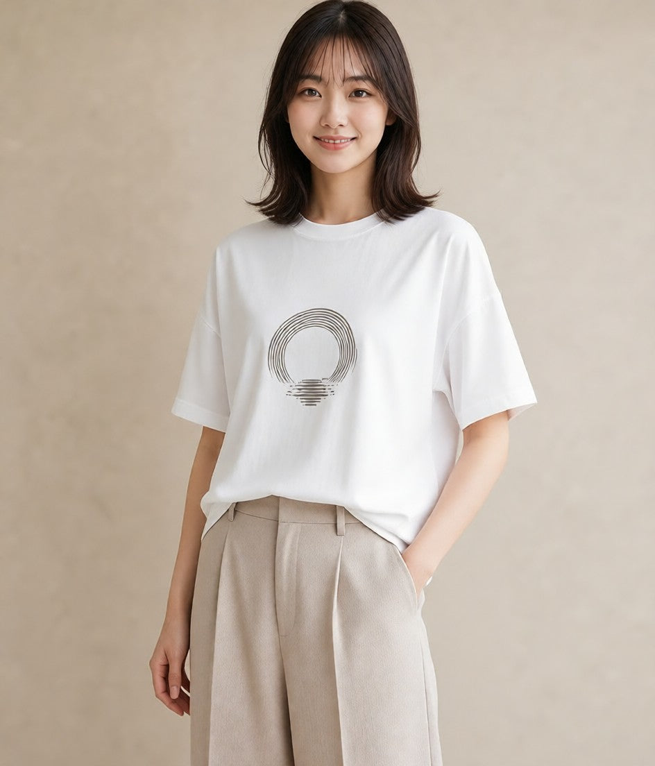 半袖Tシャツ レディース 紙の船 水辺 ナチュラル アンティーク イラスト 個性的 20代 カジュアルコーデ 白T YMAZO