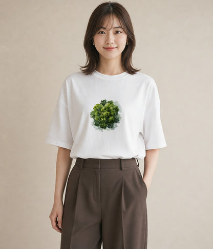 デザインTシャツ レディース 森 植物 ボタニカル イラスト きれいめカジュアル ビーチ デイリーウェア 白T YMAZO