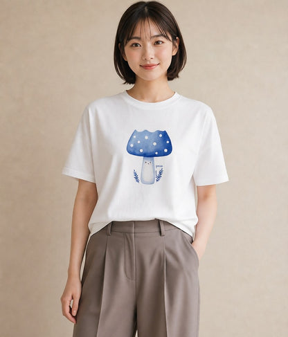 デザインTシャツ レディース きのこ 植物 ボタニカル イラスト シック 姉妹 送別ギフト 白T YMAZO