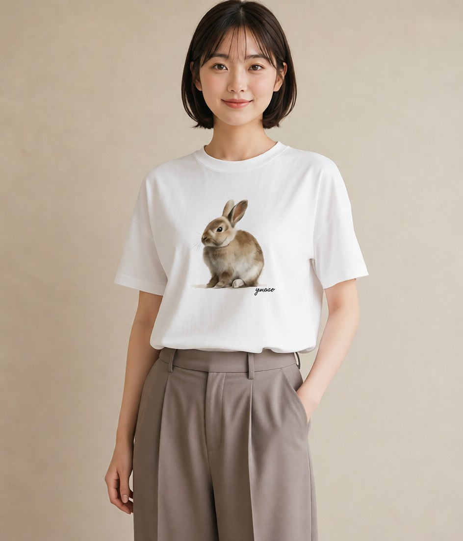 デザインTシャツ レディース デグー ペット 動物 イラスト きれいめカジュアル ミセス 春コーデ 白T YMAZO