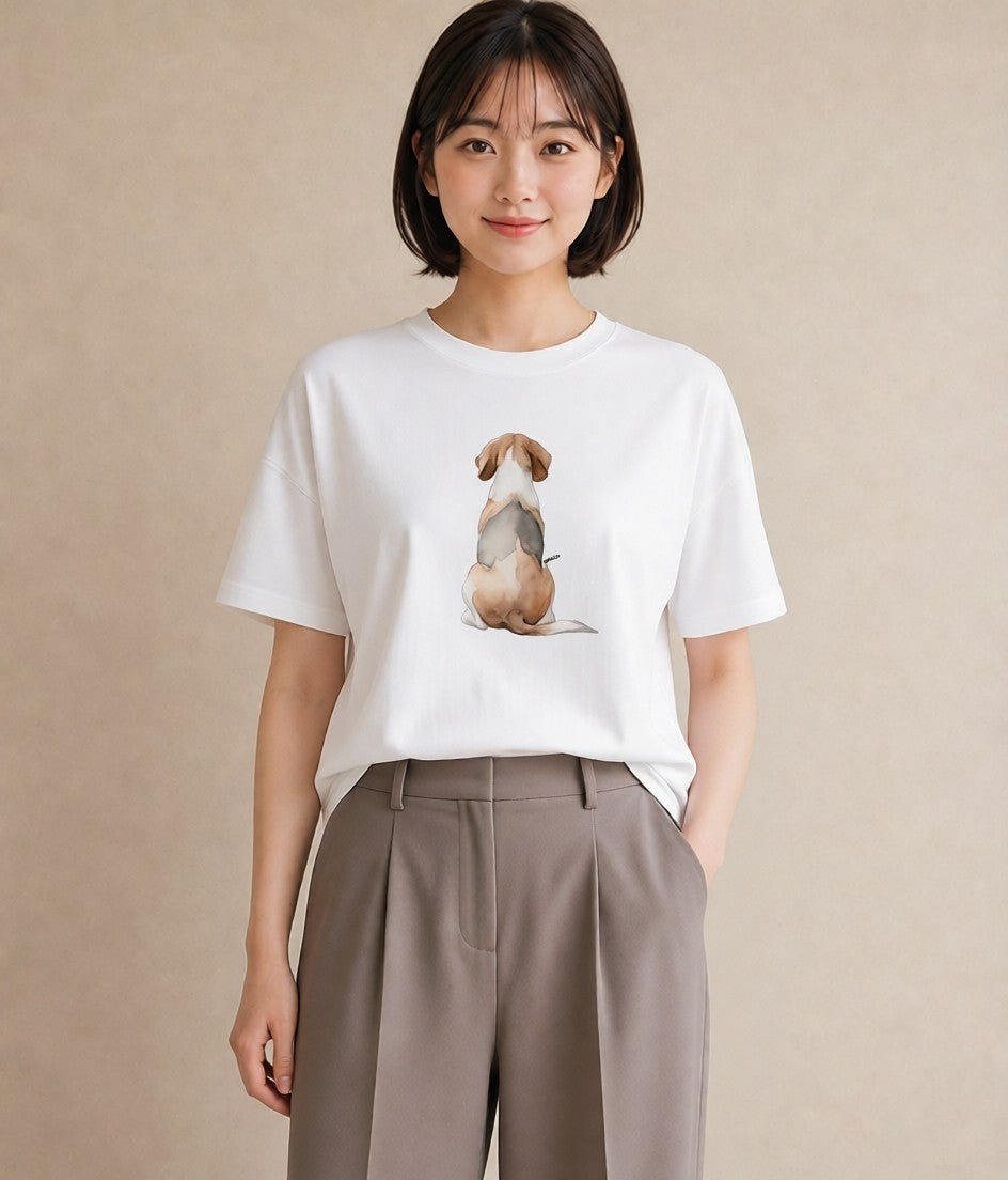 グラフィックTシャツ レディース ビーグル 犬 いぬ イラスト ラフカジュアル 送別ギフト 通勤 白T YMAZO
