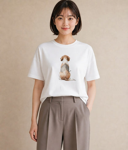 グラフィックTシャツ レディース ビーグル 犬 いぬ イラスト ラフカジュアル 送別ギフト 通勤 白T YMAZO