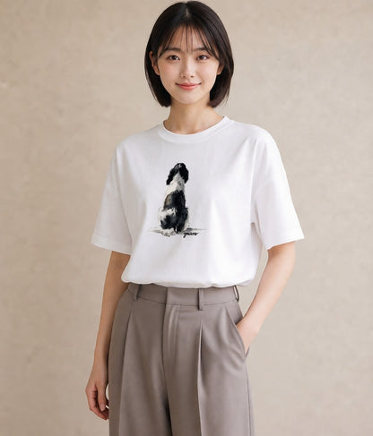デザインTシャツ レディース 子犬 犬 いぬ イラスト 手描き風 敬老の日 ホワイトデー 白T YMAZO