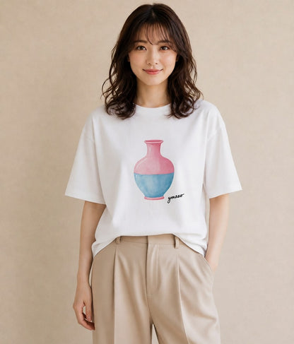 Tシャツ レディース ミルク 食べ物 フード イラスト きれいめ 母の日 ビーチ 白T YMAZO