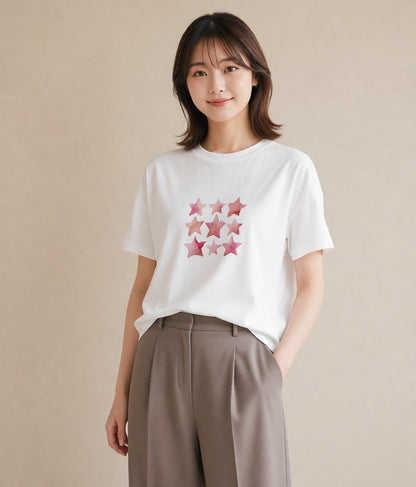 デザインTシャツ レディース 射手座 星空 宇宙 イラスト 公園 ママ 白T YMAZO