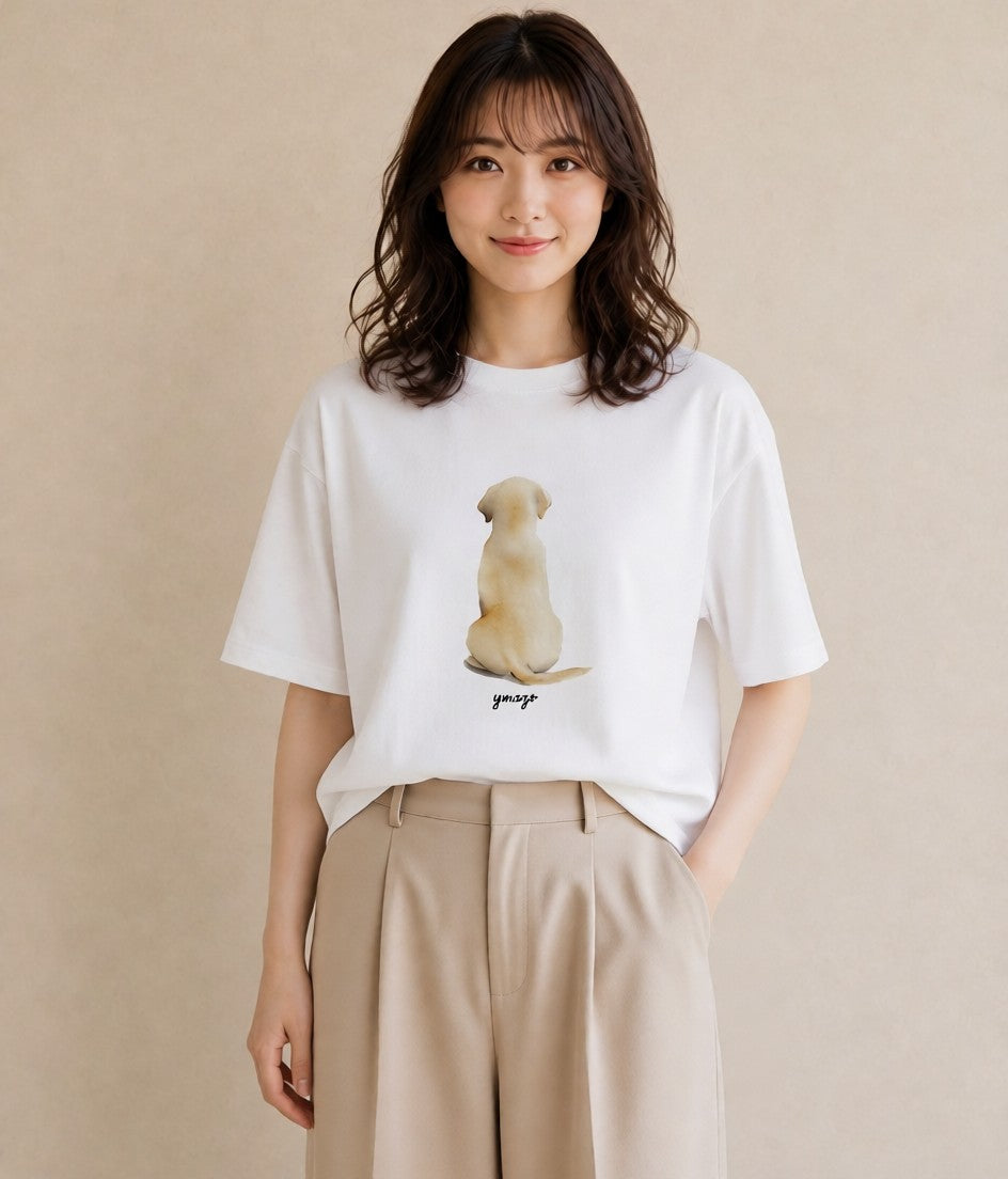 Tシャツ レディース ラブラドールレトリバー 犬 いぬ イラスト フェミニン ルームウェア ギフト 白T YMAZO