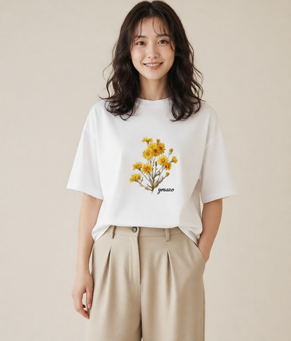 プリントTシャツ レディース たんぽぽ 花 花柄 イラスト 淡色 お出かけ 普段着 白T