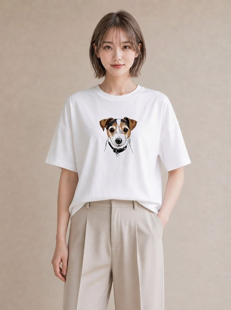 半袖Tシャツ レディース わんこ 犬 いぬ イラスト きれいめ 友達ギフト 部屋着 白T YMAZO