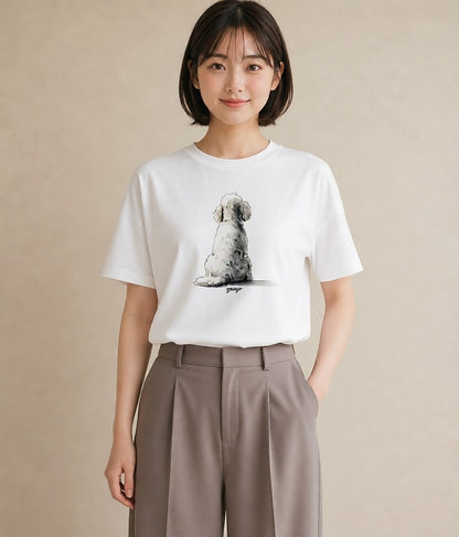 Tシャツ レディース 愛犬 犬 いぬ イラスト 水彩風 自分用 ルームウェア 白T YMAZO