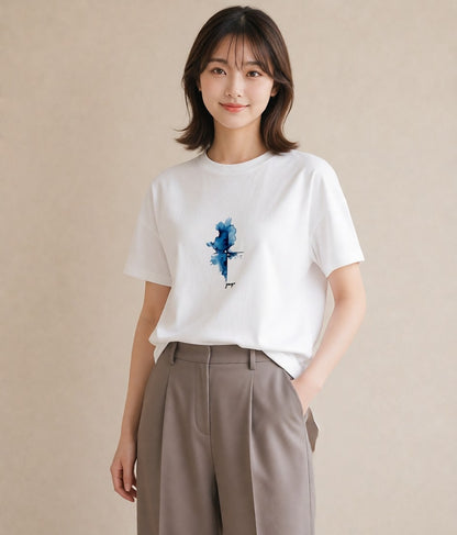 Tシャツ レディース 雨上がりの小道 雨上がり 小道 ナチュラル アンティーク イラスト ラフ レイヤード 白T YMAZO