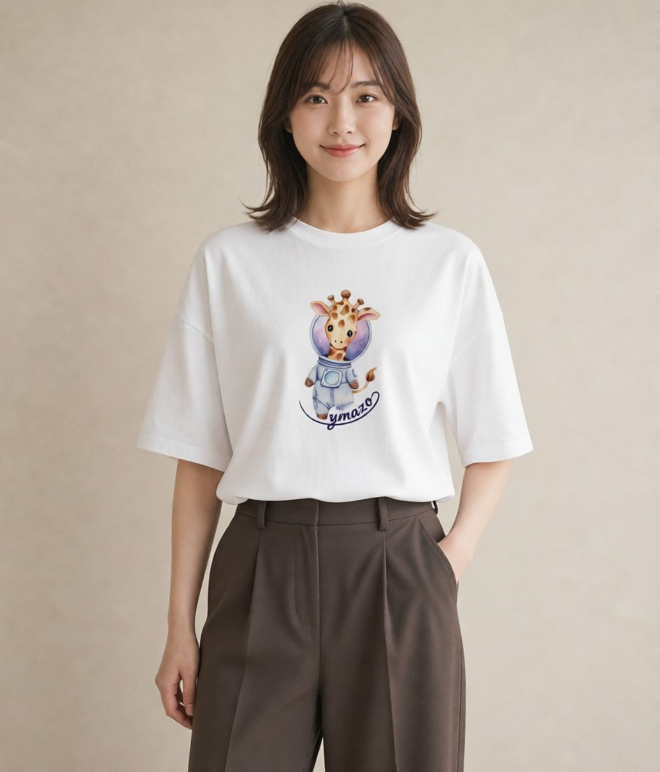 グラフィックTシャツ レディース 惑星 星空 宇宙 イラスト ニュアンス レイヤード 友達ギフト 白T YMAZO