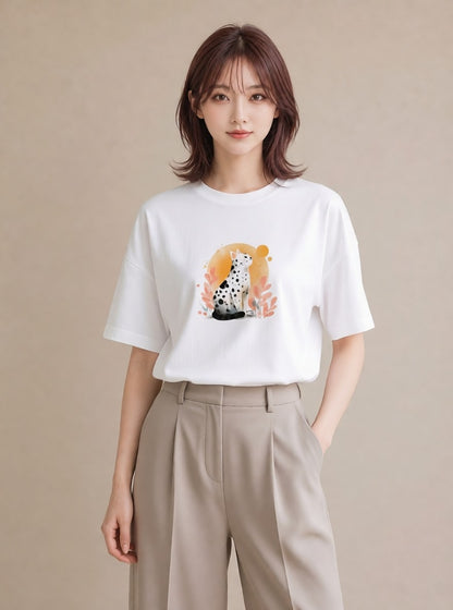 グラフィックTシャツ レディース ベンガル 猫 ねこ イラスト 通勤 在宅 白T YMAZO