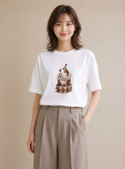 グラフィックTシャツ レディース ゴールデンハムスター ペット 動物 イラスト カジュアル 母娘コーデ 自分用 白T YMAZO