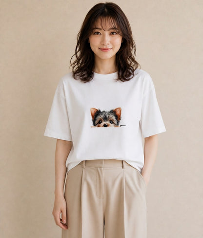 プリントTシャツ レディース いぬ 犬 ワンコ イラスト レイヤード 友達ギフト 白T YMAZO