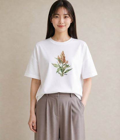 Tシャツ レディース すずらん 花 花柄 イラスト 休日コーデ お出かけ 普段着 白T