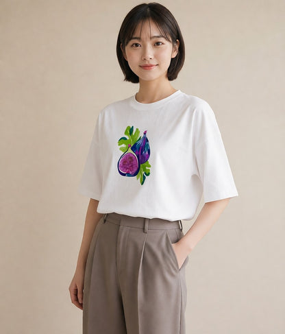 グラフィックTシャツ レディース 木の実 植物 ボタニカル イラスト こなれ感 春コーデ 姉妹 白T YMAZO
