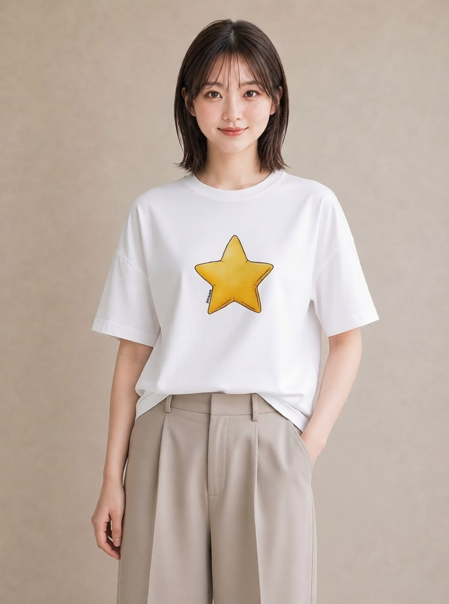 プリントTシャツ レディース 星 星空 宇宙 イラスト アート風 春コーデ 姉妹 白T YMAZO