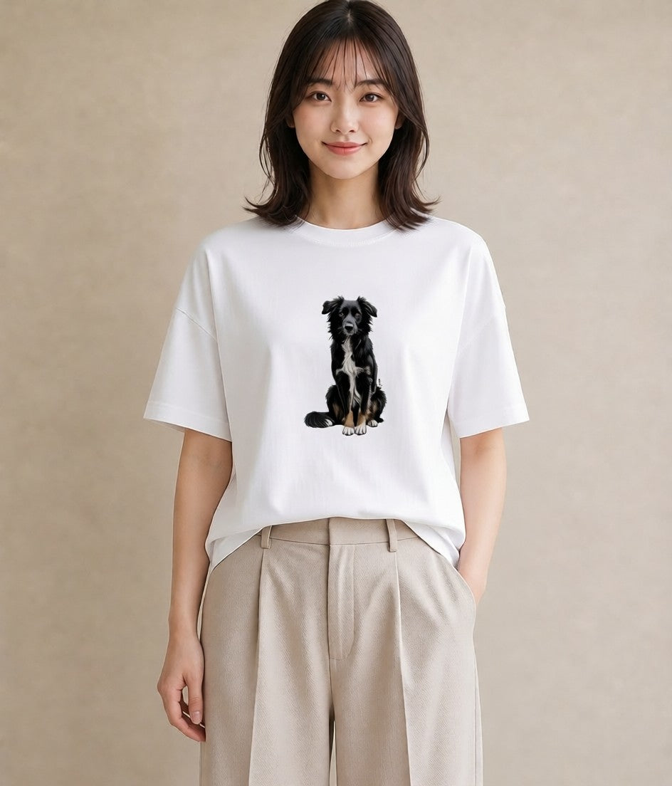 プリントTシャツ レディース ミックス犬 犬 いぬ イラスト きれいめ ミセス 春コーデ 白T YMAZO