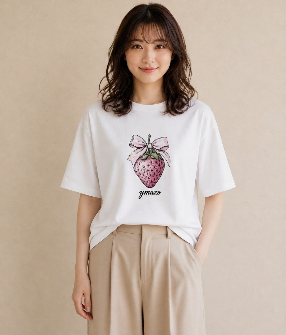 Tシャツ レディース ショートケーキ 食べ物 フード イラスト 春コーデ 姉妹 白T YMAZO
