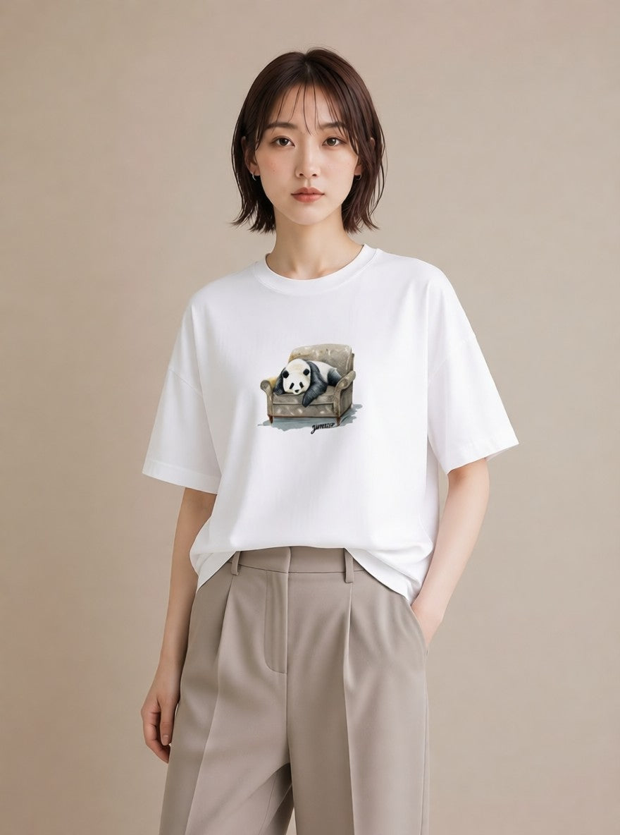 デザインTシャツ レディース パンダ 動物 アニマル イラスト お洒落 母娘コーデ 自分用 白T YMAZO