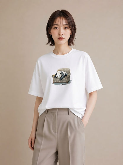 デザインTシャツ レディース パンダ 動物 アニマル イラスト お洒落 母娘コーデ 自分用 白T YMAZO